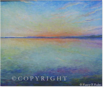 Sunset at sea by Nancy Nadzo